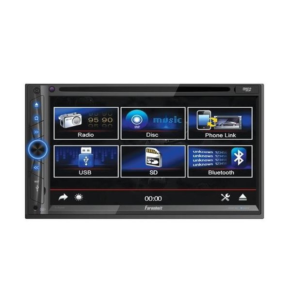 Power Acoustik Power Acoustik TI702HB 7 in. Farenheit LCD Double Din Indash Bluetooth Android Phonelink Remote DVD Player TI702HB